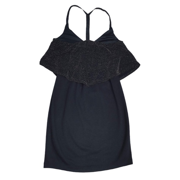 WET SEAL - Metallic Sparkle T-Bar Mini Dress Size S - Black with Gold Metallic - Picture 10 of 14